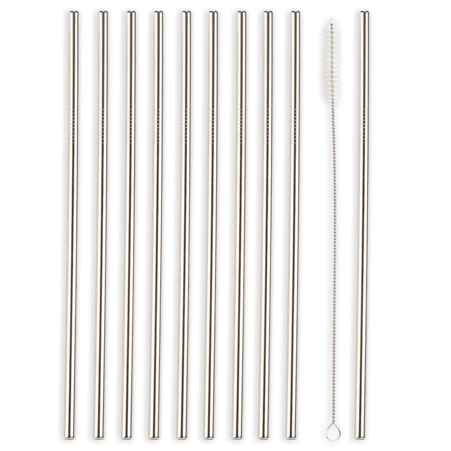 Kikkerland Stainless Steel Straws set of 10 CU268