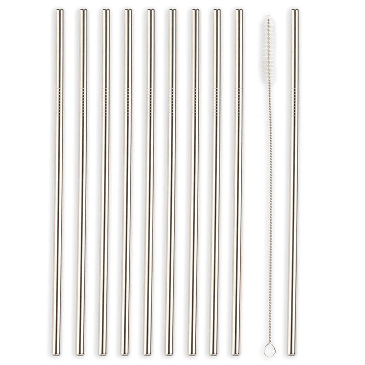 Kikkerland Stainless Steel Straws set of 10 CU268