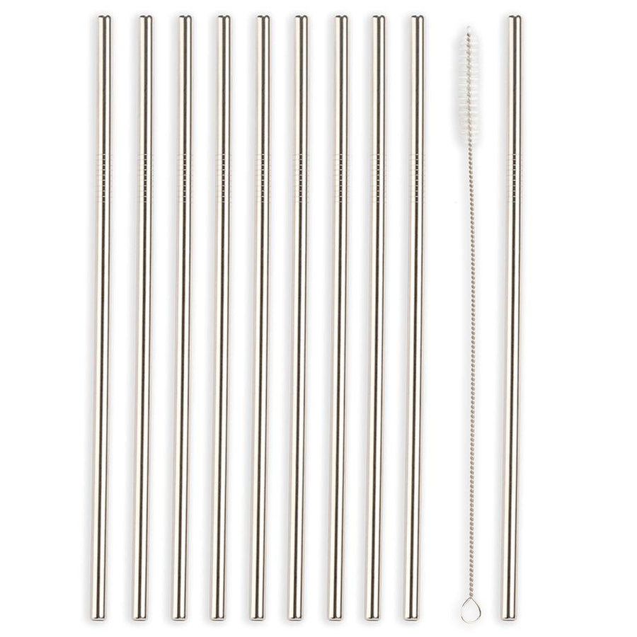 Kikkerland Stainless Steel Straws set of 10 CU268