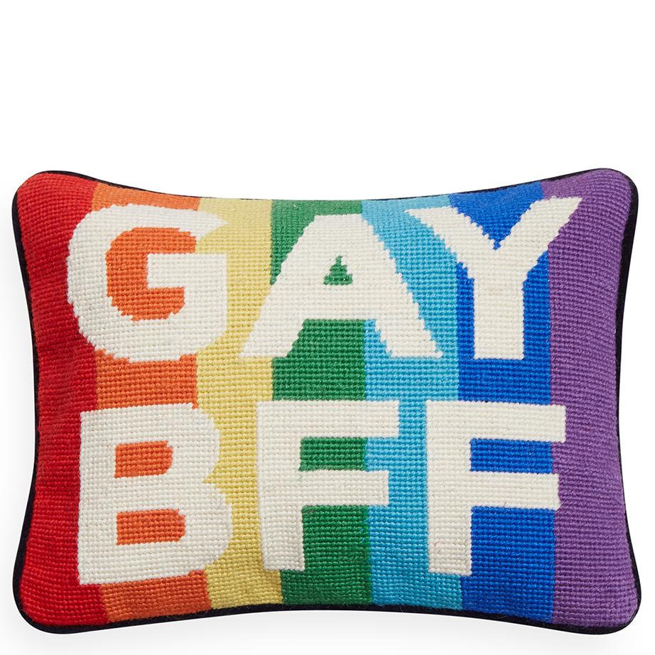 Gay BFF Needlepoint Pillow