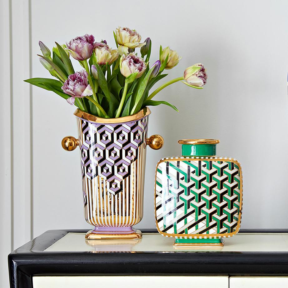 Jonathan Adler Versailles Hex and Maze Vases 