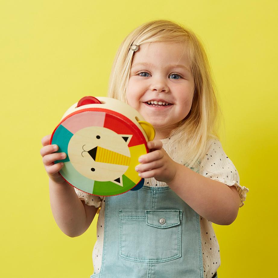 Wooden Lion Tambourine