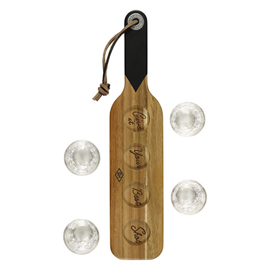 Serving Paddle & Shot Glasses