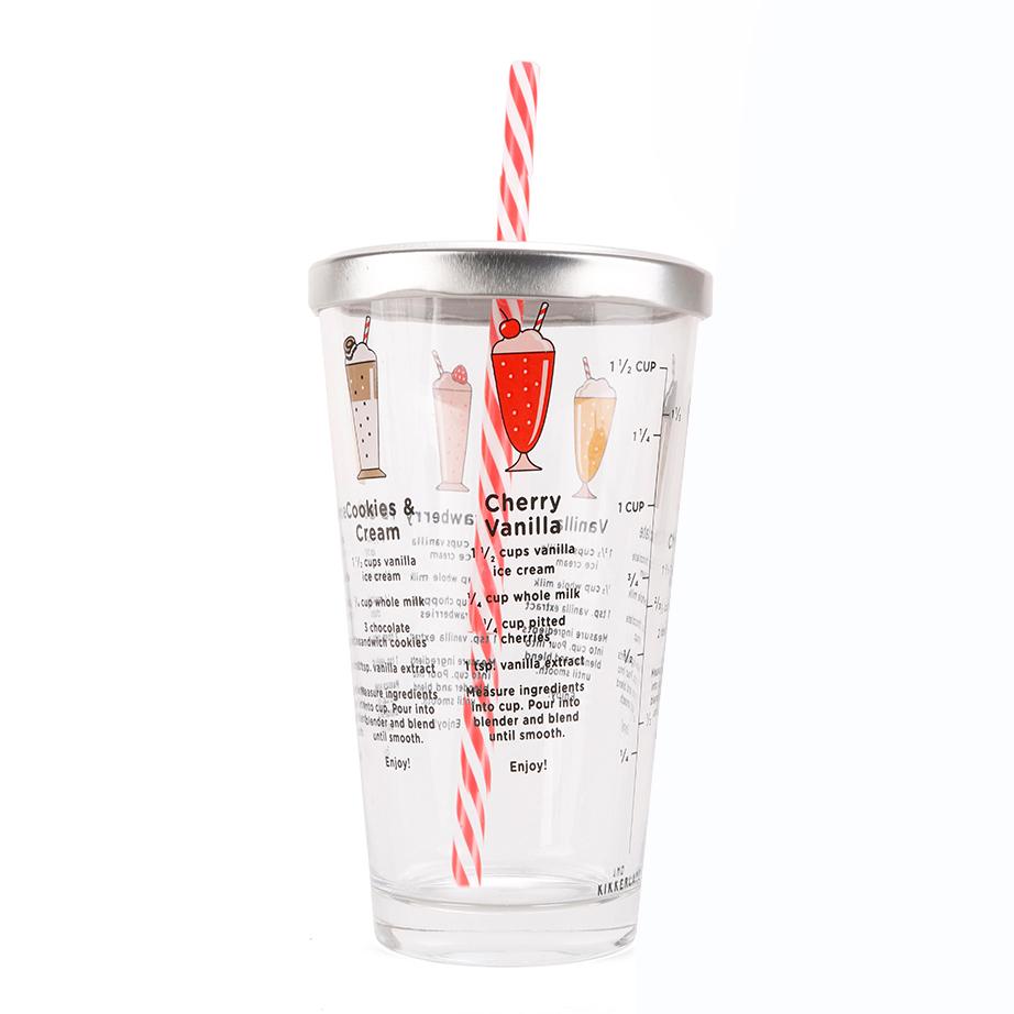 Kikkerland Milkshake Recipe Glass GL17